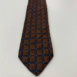 Ike Behar Silk Brown Geometric Patterned Men's Tie